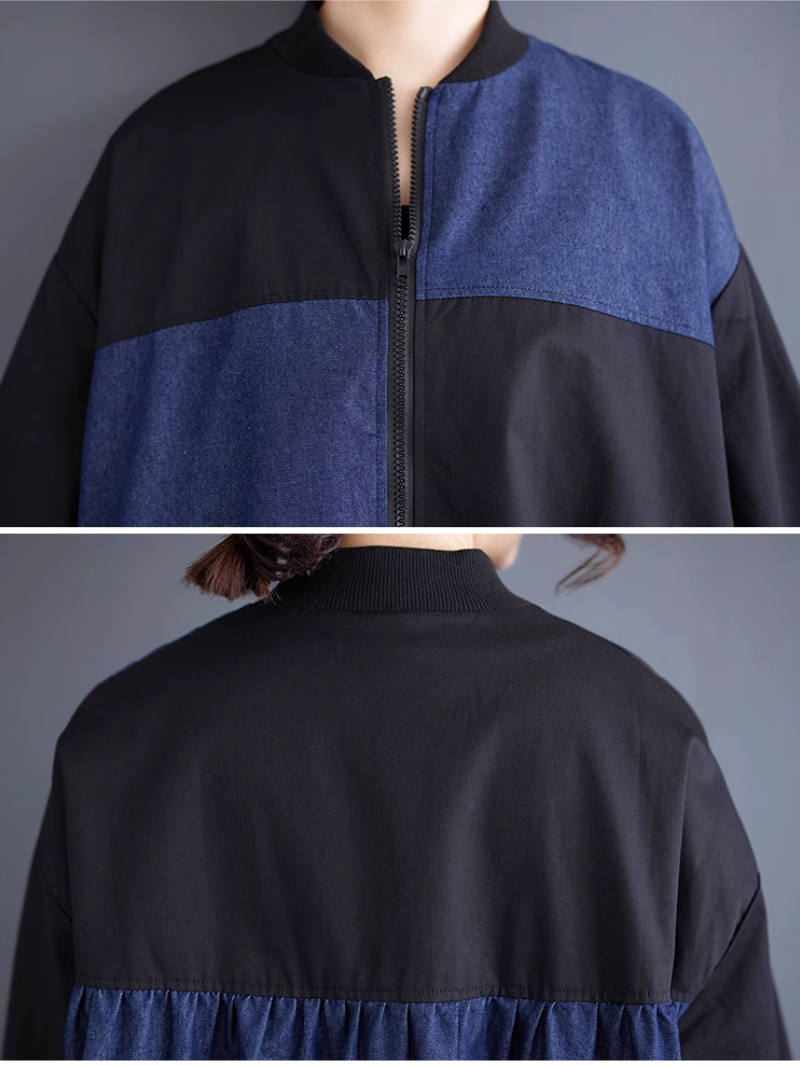 Women’s Classic Winter Warm Stand Collar Black Jacket Top