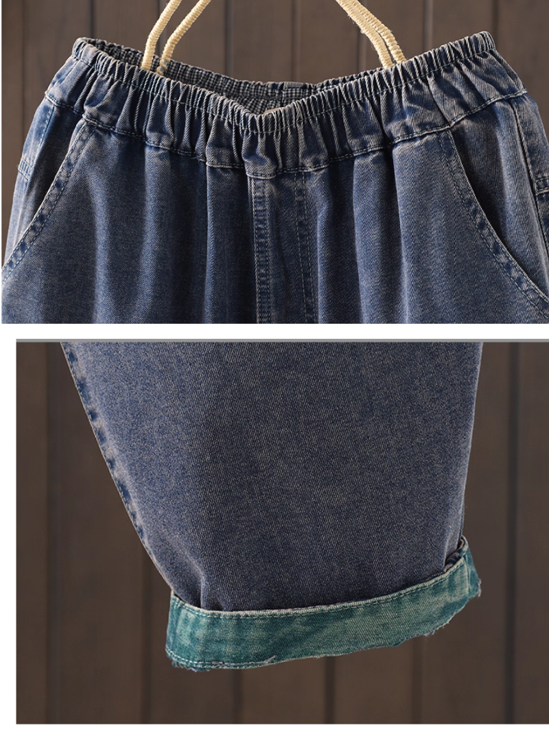 Women's Summer Artistic Retro Splicing Patchwork Loose Bottom