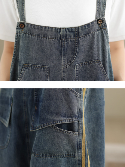 Comfy Women's Patchwork Loose Denim Overalls | Eva Trends