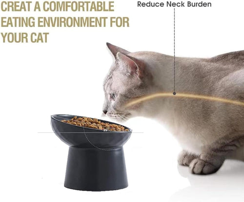 Ceramic Raised Cat Bowls Elevated Porcelain Pet Feeder Dish For Cats And Small Dogs Stress-Free Tilted Pet Food And Water Bowls Set Dishwasher And Microwave Safe