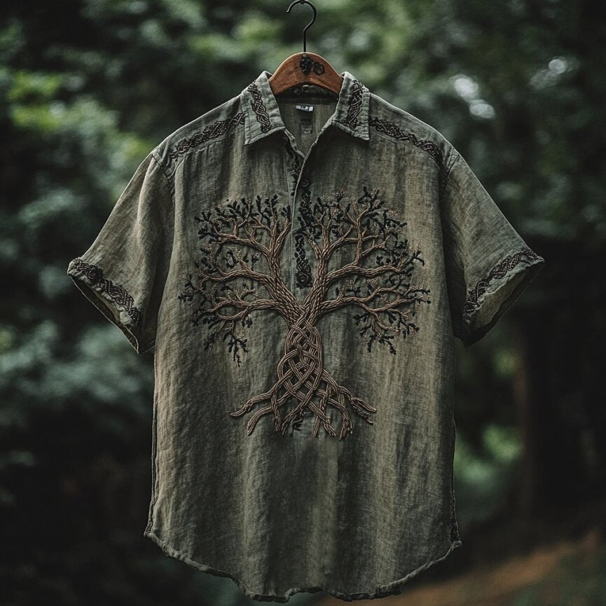 Men's Retro Animal Print Short-Sleeve Shirt