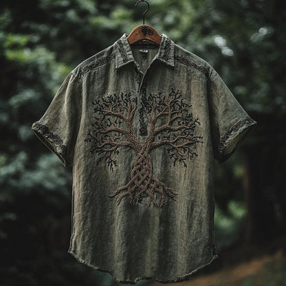 Men's Retro Animal Print Short-Sleeve Shirt