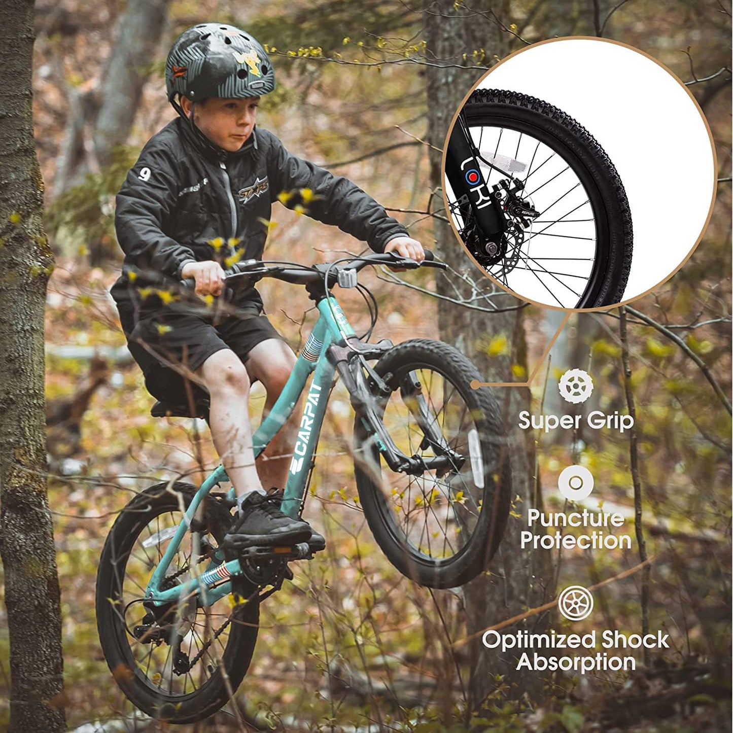 20" Kids Mountain Bike | Ages 6-12 | 7-Speed Shimano, Disc Brake & Front Suspension