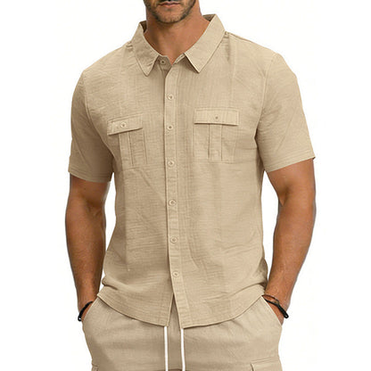 Men's Multi-Pocket Cargo Short-Sleeve Shirt