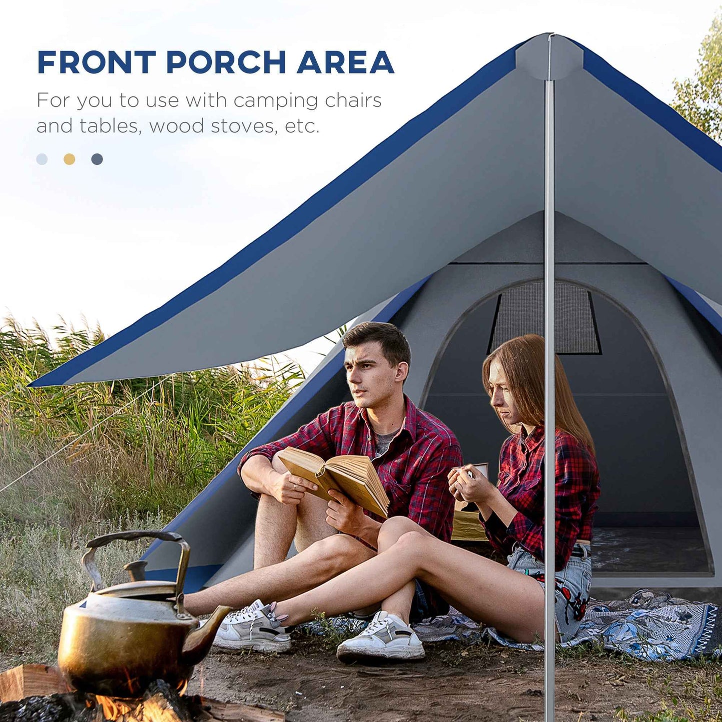 2-3 Person Teepee Camping Tent with Porch – Waterproof, Carry Bag Included