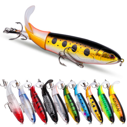 10-Piece Topwater Pencil Lure Set – Propeller Tail, 10cm/13g, 10 Colors