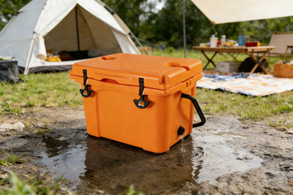 25QT Rotomolded Hard Cooler | 5-Day Ice Retention, Bottle Opener & Cup Holder – Orange