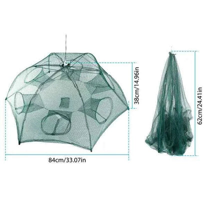 Foldable 6-Sided Fishing Bait Trap Net – 360° Entry, Crab, Shrimp & Minnow