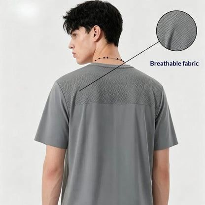 Men's Breathable Mesh-Texture Patchwork T-Shirt