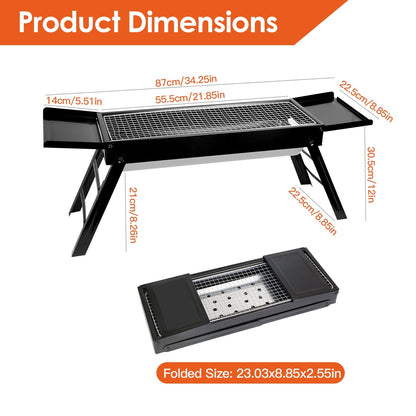 Foldable Charcoal BBQ Grill with Pullout Ash Drawer Tray