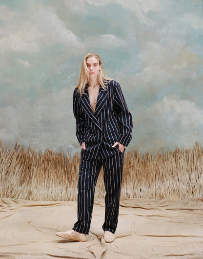 Easy-Going Jacket (Navy Jacquard Stripe)