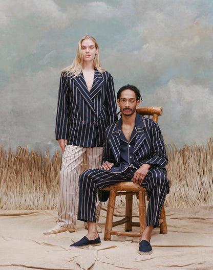 Easy-Going Jacket (Navy Jacquard Stripe)