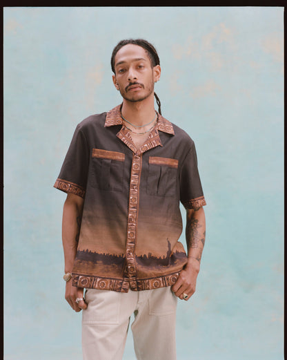 'The Sopranos' Turnpike Batik (Silk & Cotton Twill)