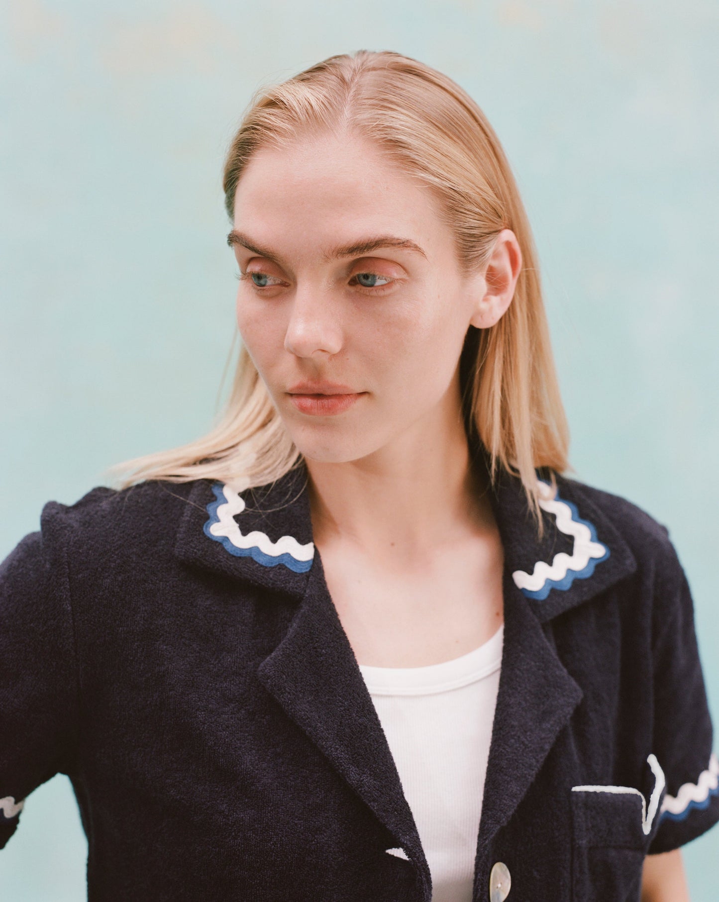 'Rick Rack' Cabana ~ Crop Cut (Midnight Blue)