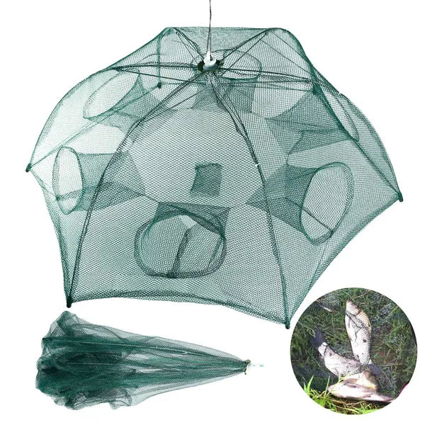 Foldable 6-Sided Fishing Bait Trap Net – 360° Entry, Crab, Shrimp & Minnow