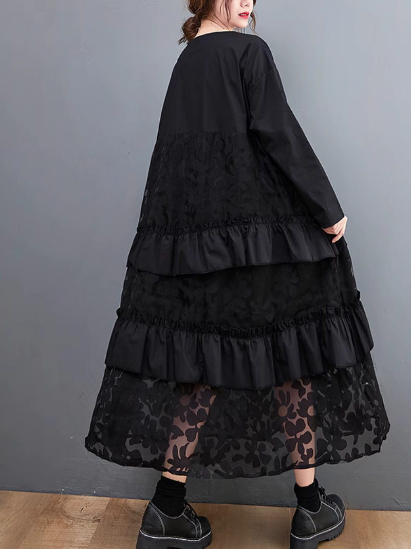 Women's comfortable Any Festive Occasion Mesh Frill A-line Dress