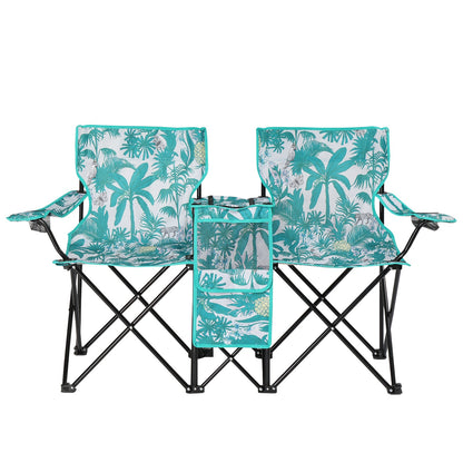 2-Seat Folding Outdoor Chair with Removable Umbrella | Fishing, Beach & Camping