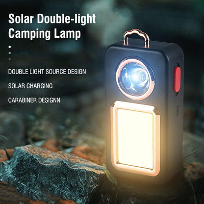 Solar Rechargeable Camping Lantern – Dual LED + COB Light Modes