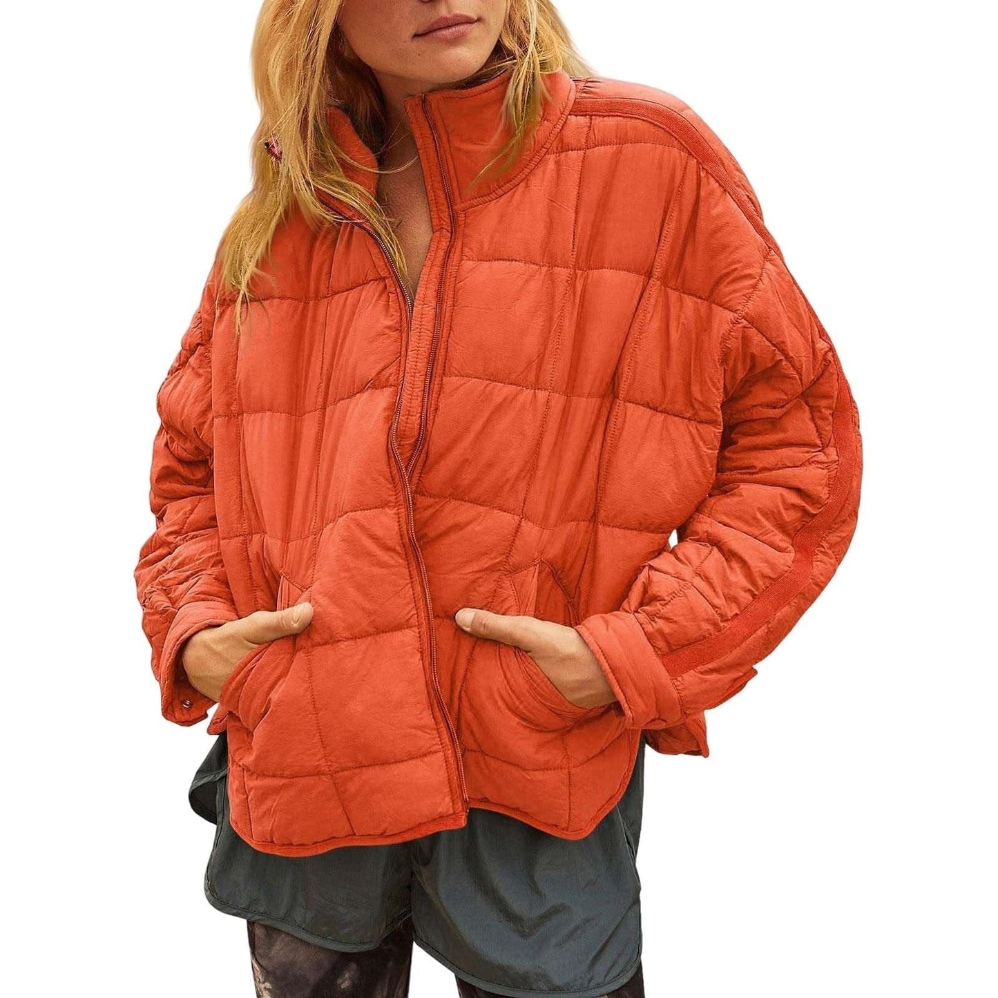 Women's Zip-Up Stand Collar Jacket – Casual Lightweight Jacket