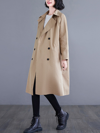 Minimal Acrylic Double-Breasted Women's Trench Coat for Elevated Everyday Style