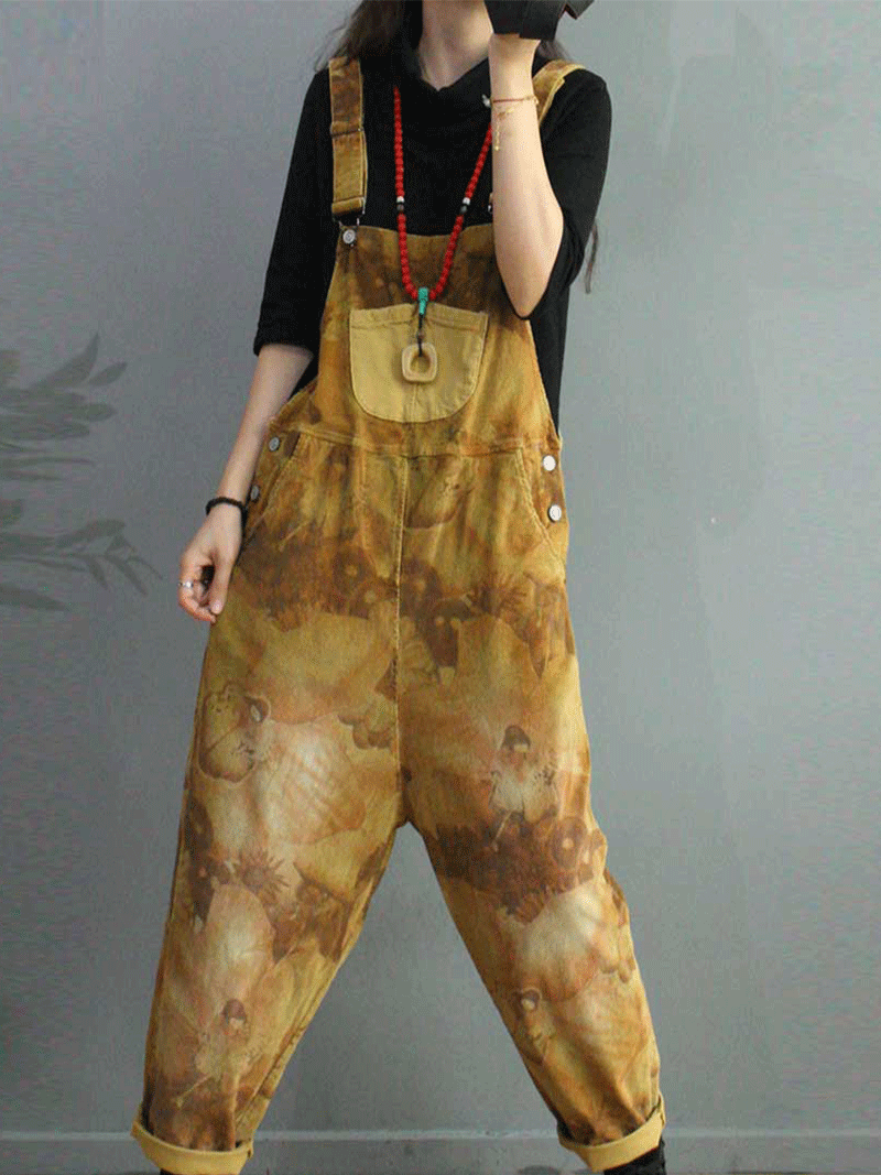 Earthwash Corduroy Dungarees with Side Button Details