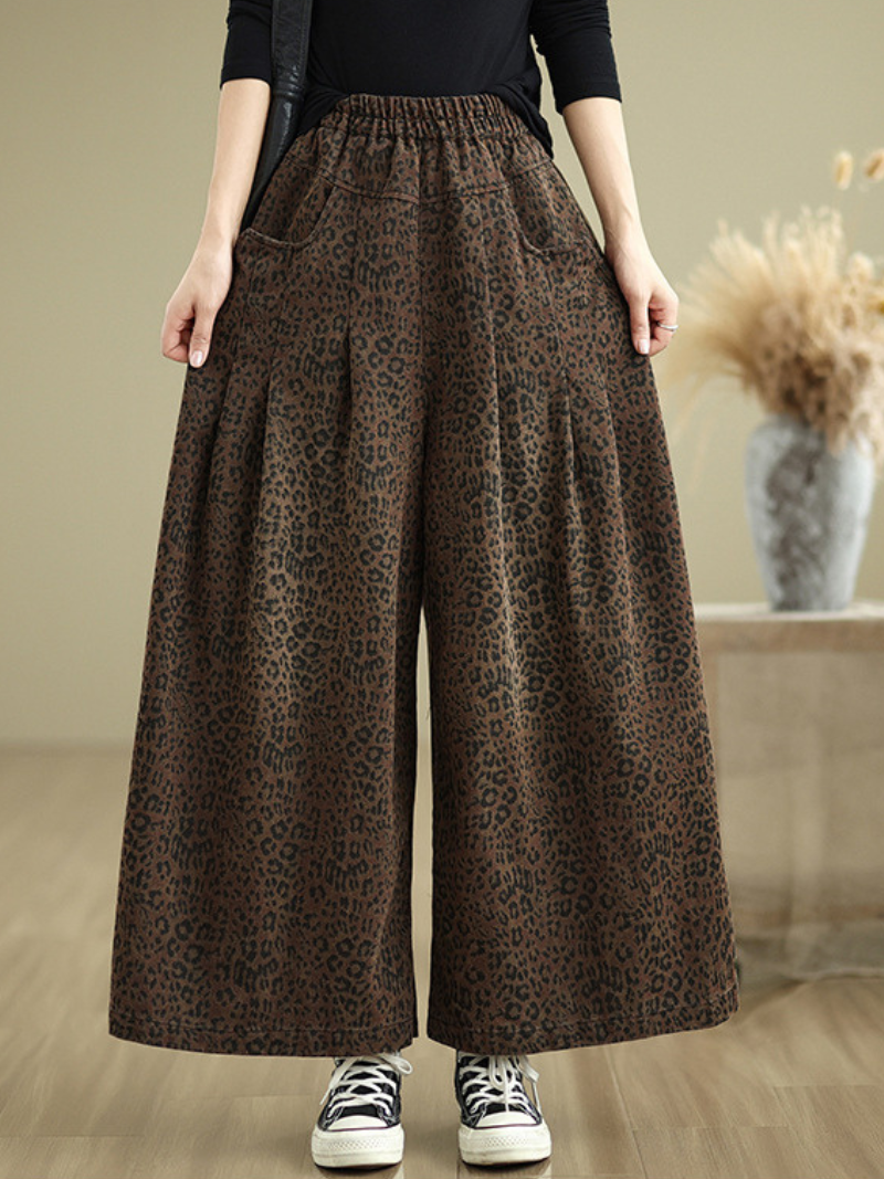 Women's Modern and Functional  Brown Wide Leg Pocket Style Bottom