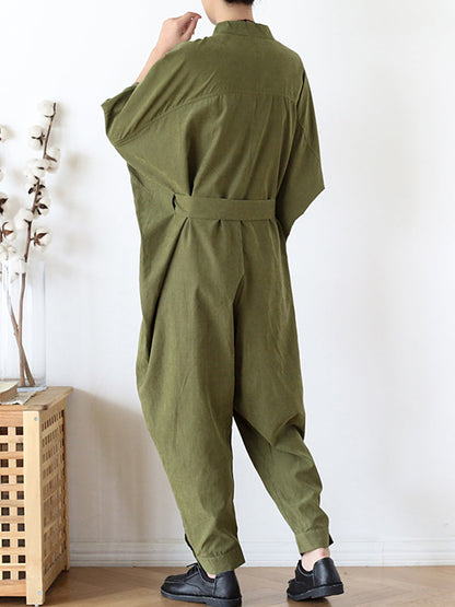 Cotton Belted Utility Jumpsuit - Relaxed Everyday Fit