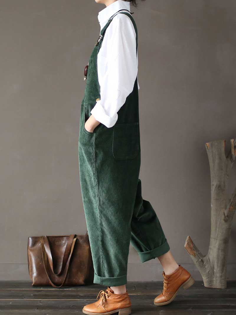 Relaxed Cotton Overalls with Adjustable Straps & Pockets