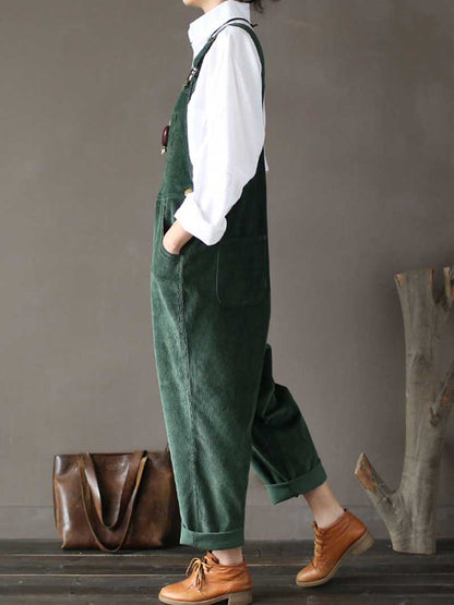 Relaxed Cotton Overalls with Adjustable Straps & Pockets