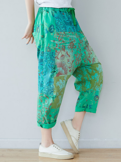 Women's Summer Perfect & Comfy Baggy Style Printed Denim Bottom