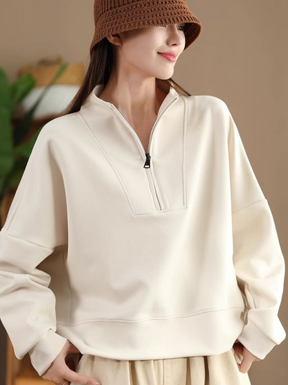 Cozy Women's Half Open Collar Loose Sweater | Eva Trends