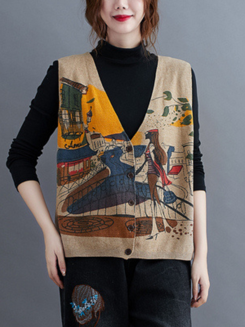 Trendy Women's Print Knitted Cardigan | Eva Trends