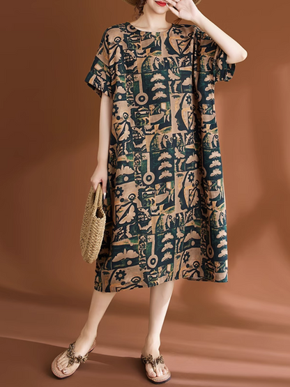 Women's Flowing Summer Printed Midi Dress | Eva Trends