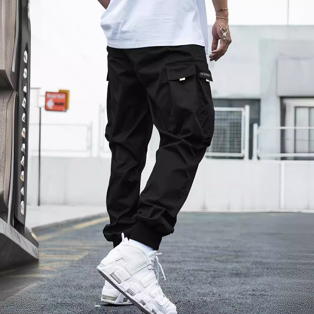 Men's Multi-Pocket Cargo Pants – Loose Fit, Drawstring, 7 Colors, S–3XL