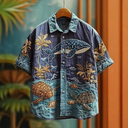 Men's Retro Animal Print Short-Sleeve Shirt