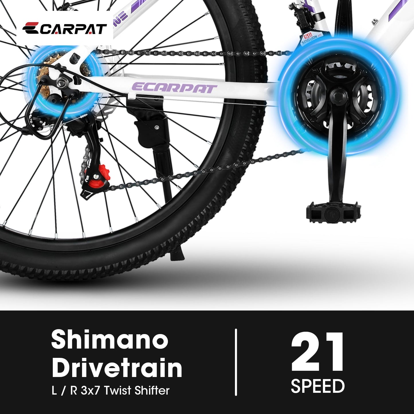26" Girls & Women's Mountain Bike | Shimano 21-Speed, Dual Disc Brakes & 100mm Suspension