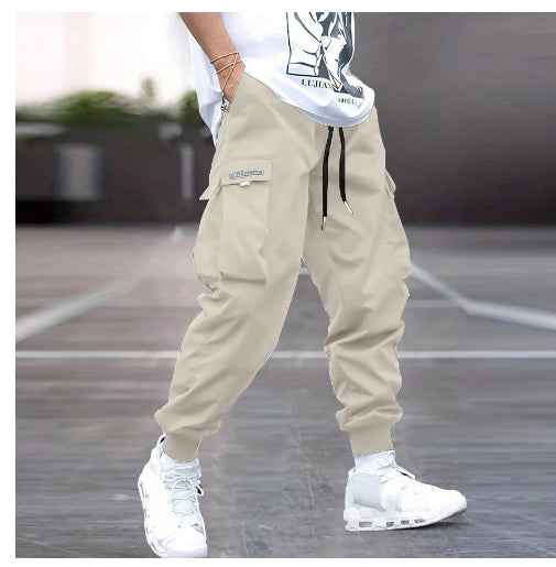Men's Multi-Pocket Cargo Pants – Loose Fit, Drawstring, 7 Colors, S–3XL