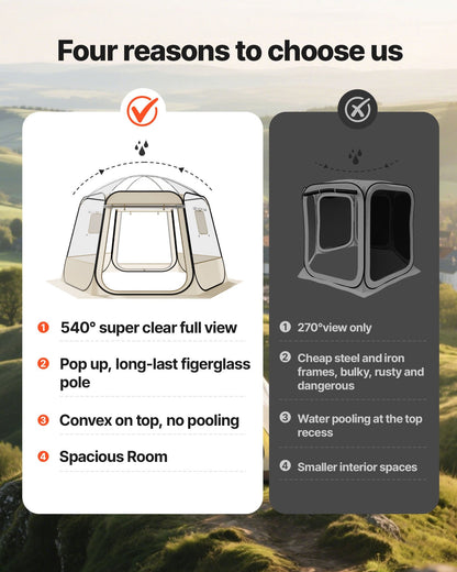 Clear Bubble Dome Tent | 11x10.2 FT Pop-Up Igloo for 8-10 People | 540° View