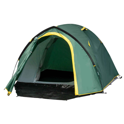 2-Person Dome Camping Tent – Waterproof with Front Vestibule, Large Windows & Carry Bag | Green & Yellow