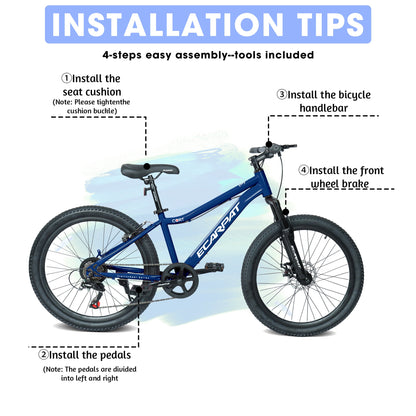 24" Youth Mountain Bike | 7-Speed, Front Disc Brake, Suspension & Alloy Rims