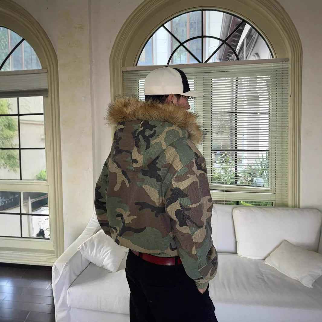 Men's Double-Sided Camouflage Padded Jacket – Reversible Warm Outerwear