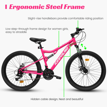 26" All-Terrain Mountain Bike | 21-Speed, Dual Shock Absorption & Disc Brakes