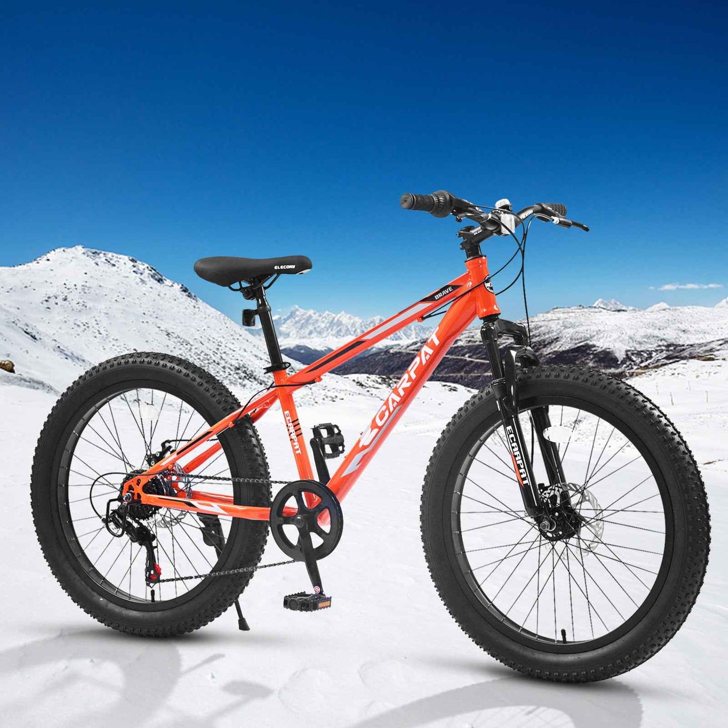 24" Fat Tire Mountain Bike | Full Shimano 7-Speed, Dual Disc Brakes & Front Suspension