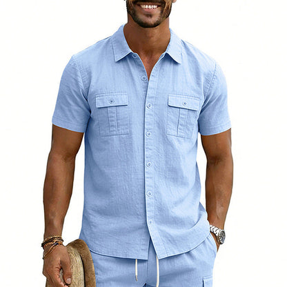 Men's Multi-Pocket Cargo Short-Sleeve Shirt
