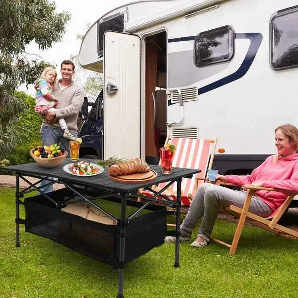Aluminum Roll-Up Camping Table – Lightweight, Portable, Carry Bag Included