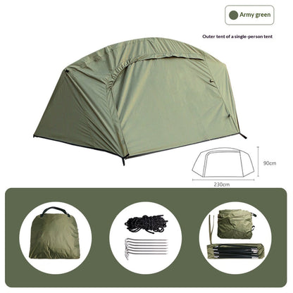 Single-Person Tactical Boat-Style Camping Tent – Waterproof Foldable Hiking Tent | Coffee & Olive Green