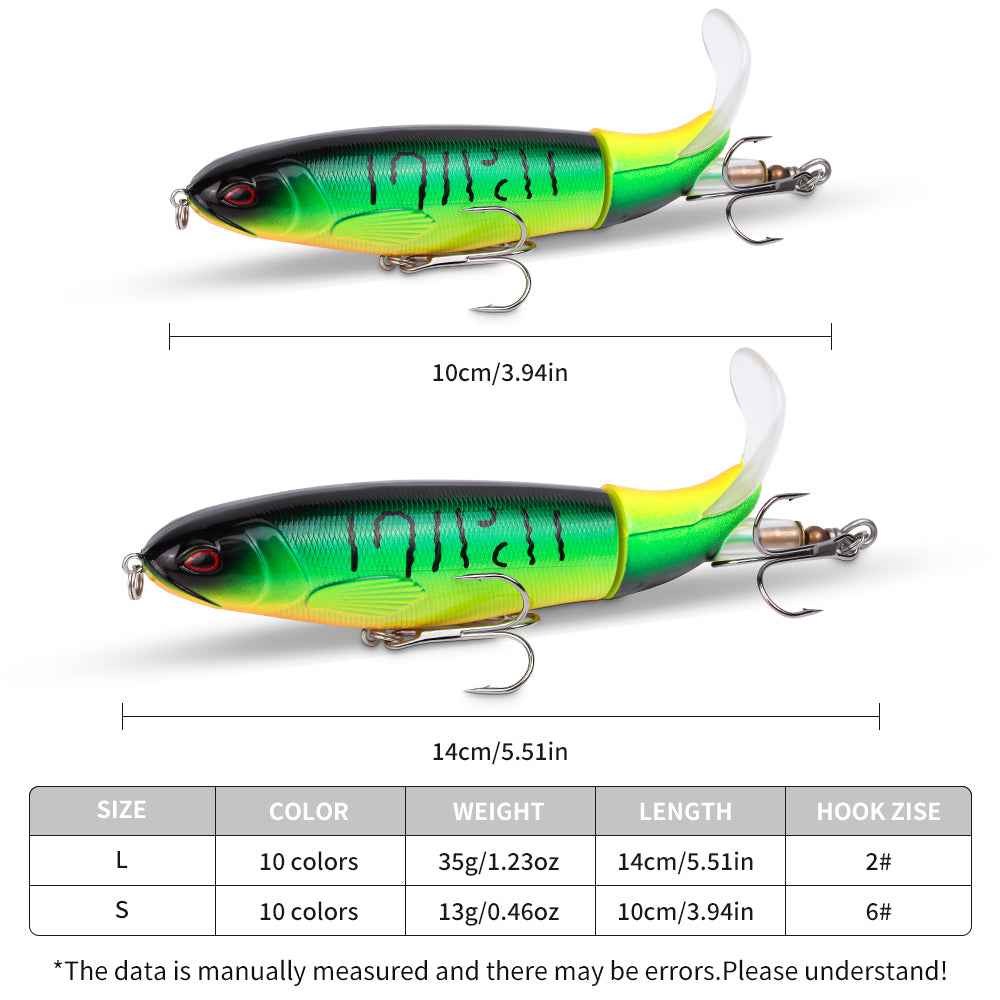 10-Piece Topwater Pencil Lure Set – Propeller Tail, 10cm/13g, 10 Colors