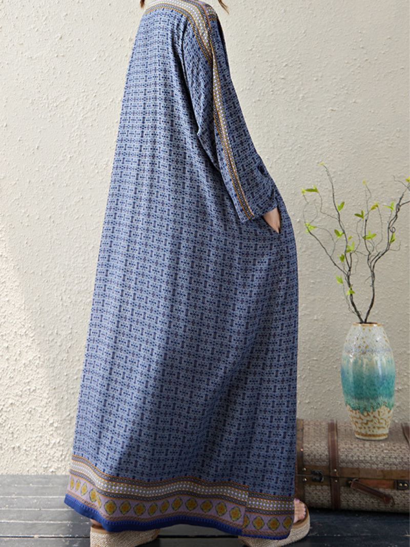 Boho Chic Printed Kaftan Dress for Effortless Summer Style