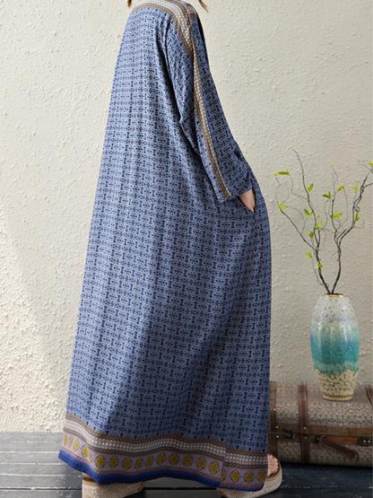 Boho Chic Printed Kaftan Dress for Effortless Summer Style
