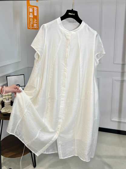 Elegant Women's Loose Summer Midi Shirt Dress | Eva Trends